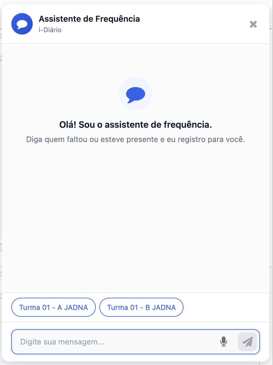 Chat de frequência - tela inicial