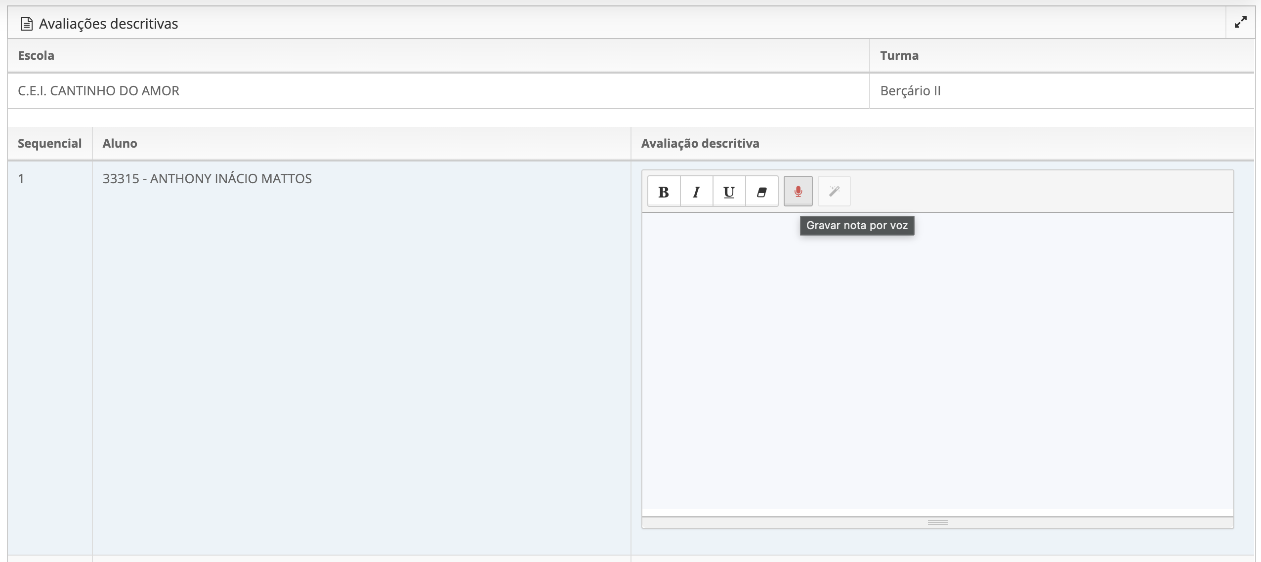 Toolbar com botões de mic e varinha mágica